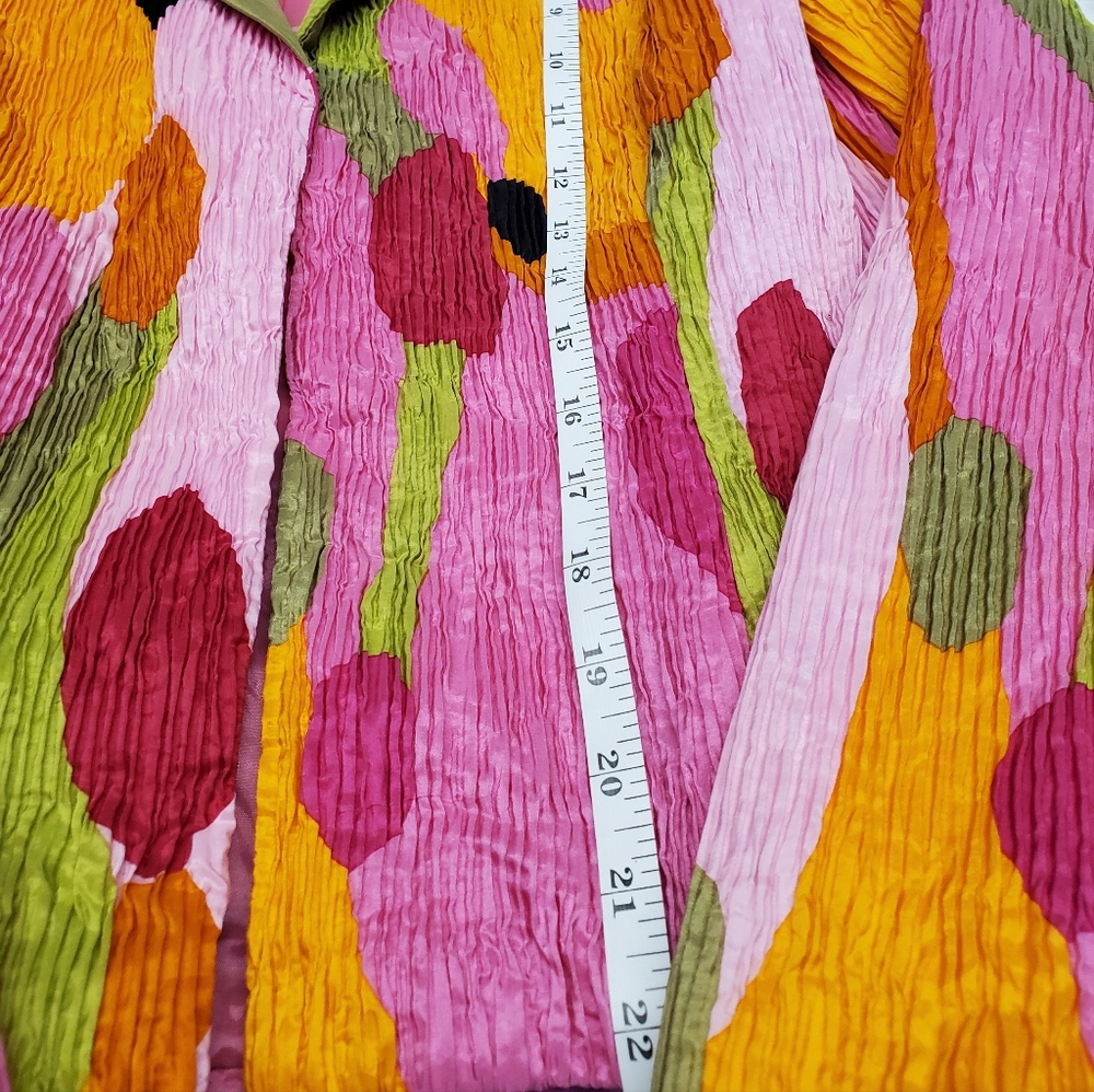 Y2K 90s Boutique Art Silk Blazer Dopamine Colorful Statement Festival Jacket - Picture 6 of 7